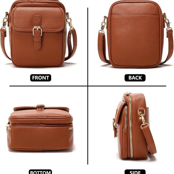 Small Vegan Leather Crossbody Bag for Women Compact Stylish Spacious - Picture 6 of 7